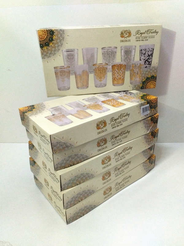 conjunto vasos cristal dorado te arabe chai 12u